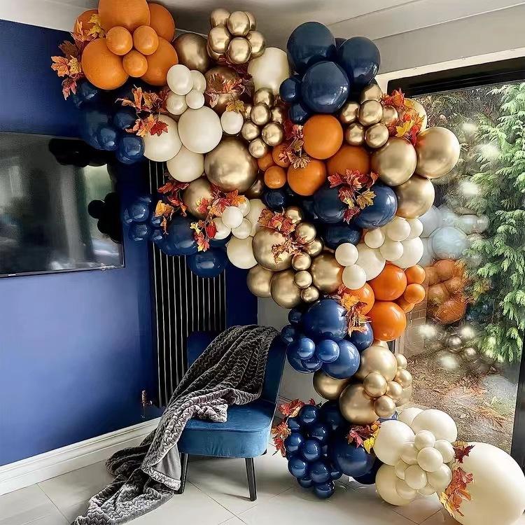 

Orange Balloon Autumn Wreath Arch Set Blue And Gold Plus Orange Combination Set Set as shown