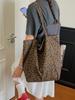 Borsa a Tote in Tela con Stampa Leopardo: Moda Donna 2026, Grande Capacità, Borsa a Spalla Casual per Autunno/Inverno.