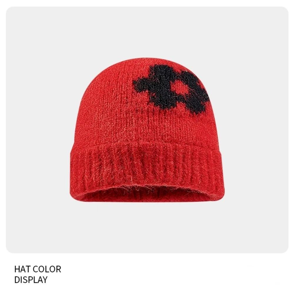 Fashion Flowers Pattern Winter Knitted Hat Coldproof Keep Warm Warm Hat Korean Style Beanies Cap Autumn