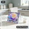 1pc Tissue Box, Ethereal Fantasy Peony Butterflies Luminous Pattern, 2D Flat Printing, Many Uses, Can Be Folded, Napkin Dispenser, for Your Workspace,