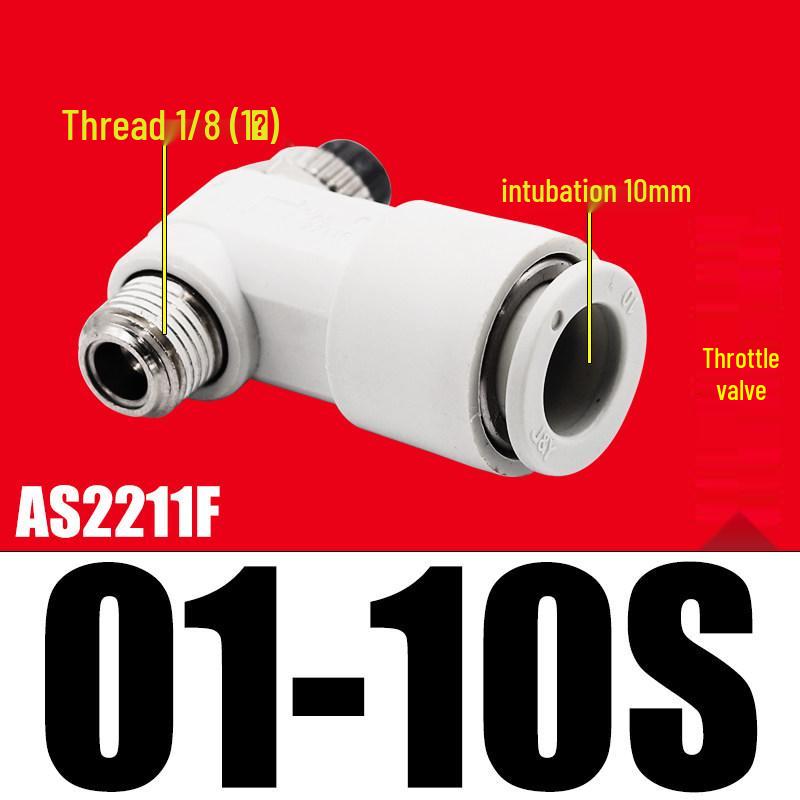SMC AS1201F Pneumatic Speed Control Valve - Adjustable Throttle Push-Lock Fitting for Cylinder Control