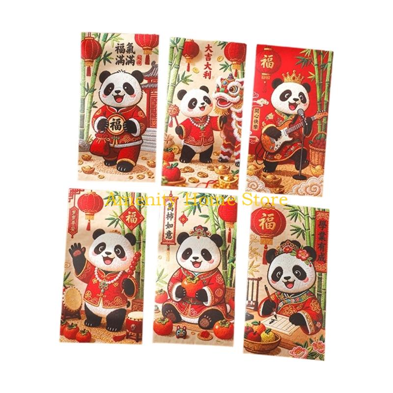 

F26C 6Pcs 2026 Horse Year Red Envelope Money Pouches Chinese New Year Lucky Money Bag For Chinese Spring Festival Celebration