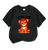 Cute Little Lion Print Kids T Shirt, 100% Cotton Crew Neck Short Sleeve Casual Tees for Boys Girls, Soft Breathable Lightweight Summer Loose Fit Tops