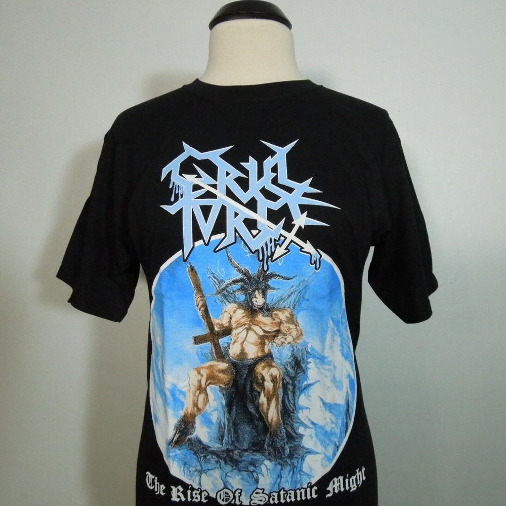 

CRUEL FORCE The Rise Of Satanic Might S SMALL T-Shirt Black Band Logo Unisex T-Shirt L
