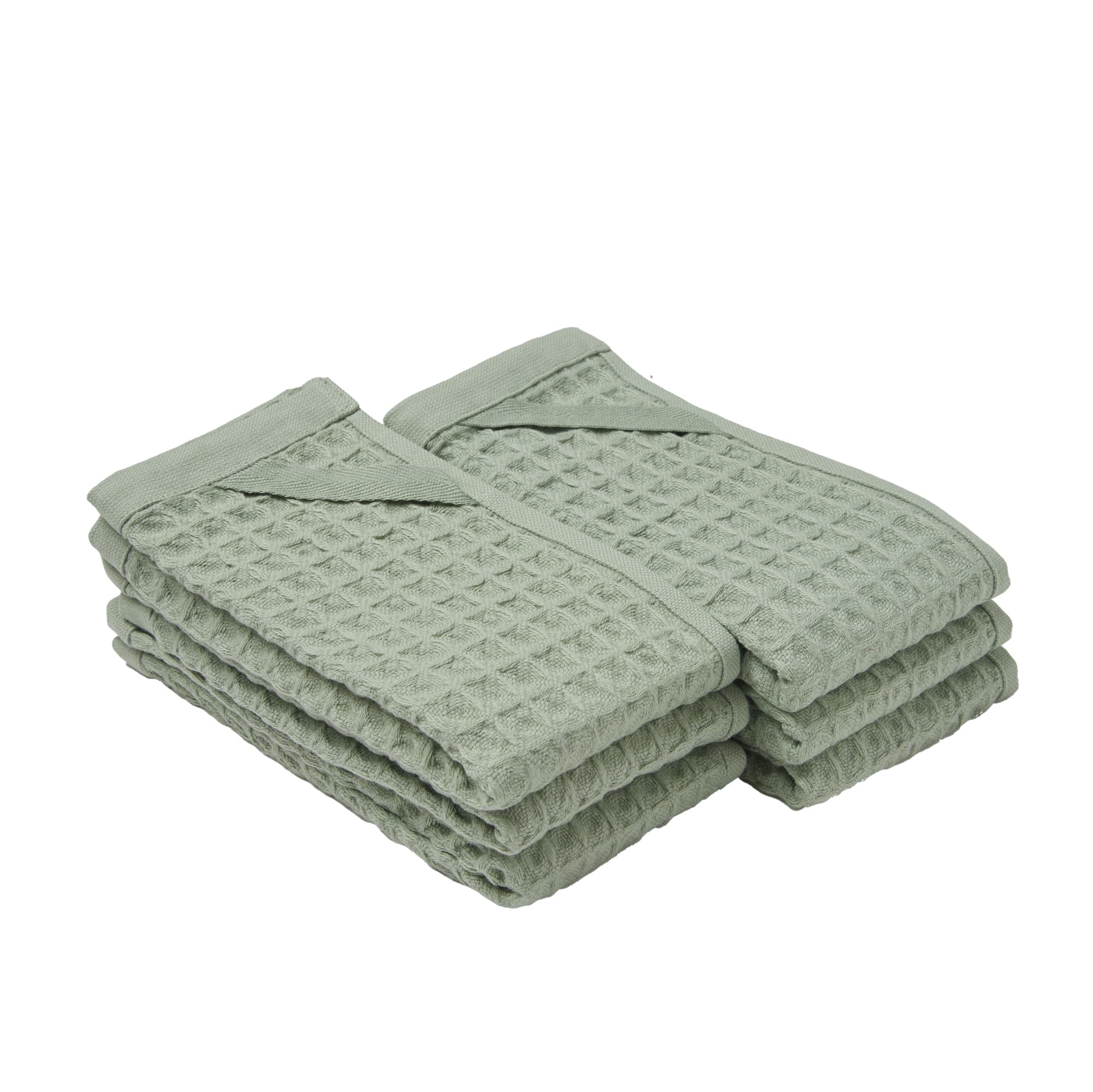

MUJI Waffle hand towel with set of 34 x 35 smoky texture 83921477 loop, 6, cm, green/smooth