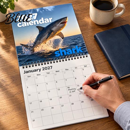 Daily Note Management Calendar with Calendar Sea 2027 Wall Tool Sharks Life Hanging Gift