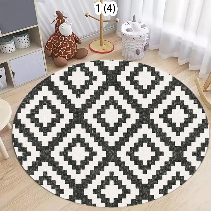 Runder weicher Boho geometrischer Teppich rutschfest waschbar kreisförmiger Bodenbelag für Wohnzimmer Schlafzimmer Kinderzimmer Heimdekoration