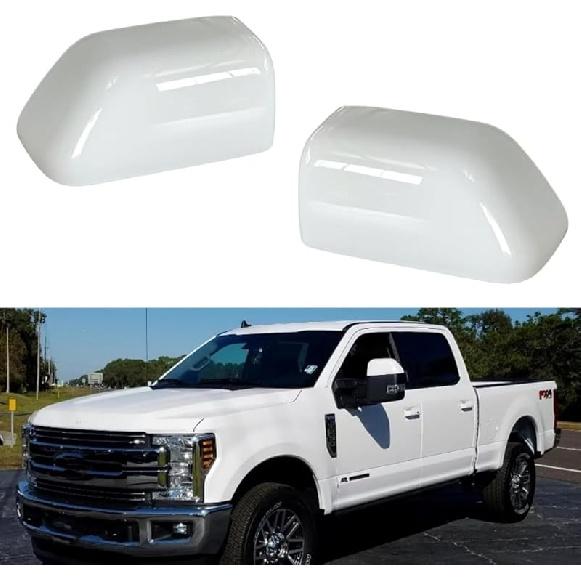 Oxford White Mirror Cover Caps For 2008-2024 Ford F250 F350 F450, Super Duty Towing Truck Accessories (17-22 Super Duty Oxford White)