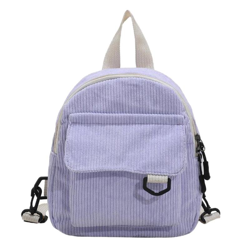 Women'S Mini Backpack  Solid Color Corduroy Small Simple Casual Traveling Large Capacity Durable Female'S Schoolbag
