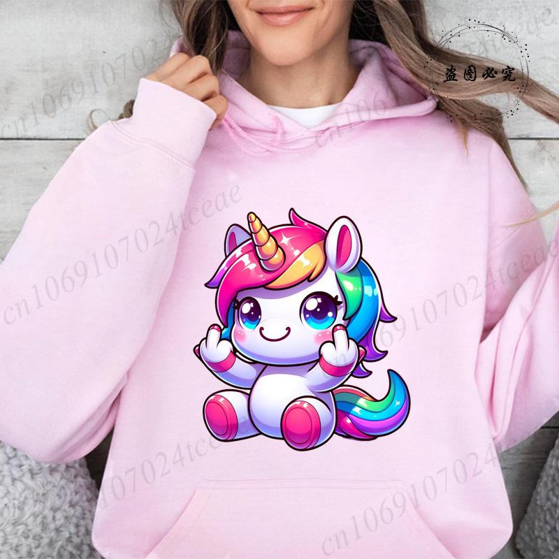 Women Hoodies Funny Unicorn Sarcastic Print Hoodie Fashion Clothing Casual Female Sweatshirts Funny Unicorn Fashion Streetwear