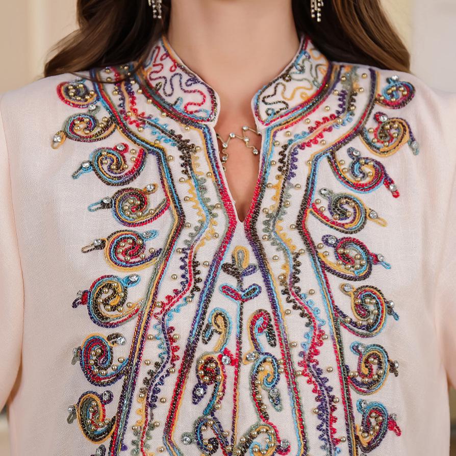 Embroidered Women's Abaya Gown - Dubai Style