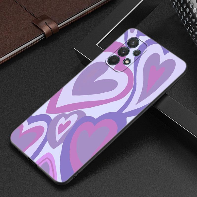 Purple Heart Swirl Pattern Case For Samsung Galaxy A12 A22 A31 A32 A50 A51 A70 A71 A72 A11 A21S A02S A10S A20S A30S A52 S 5G