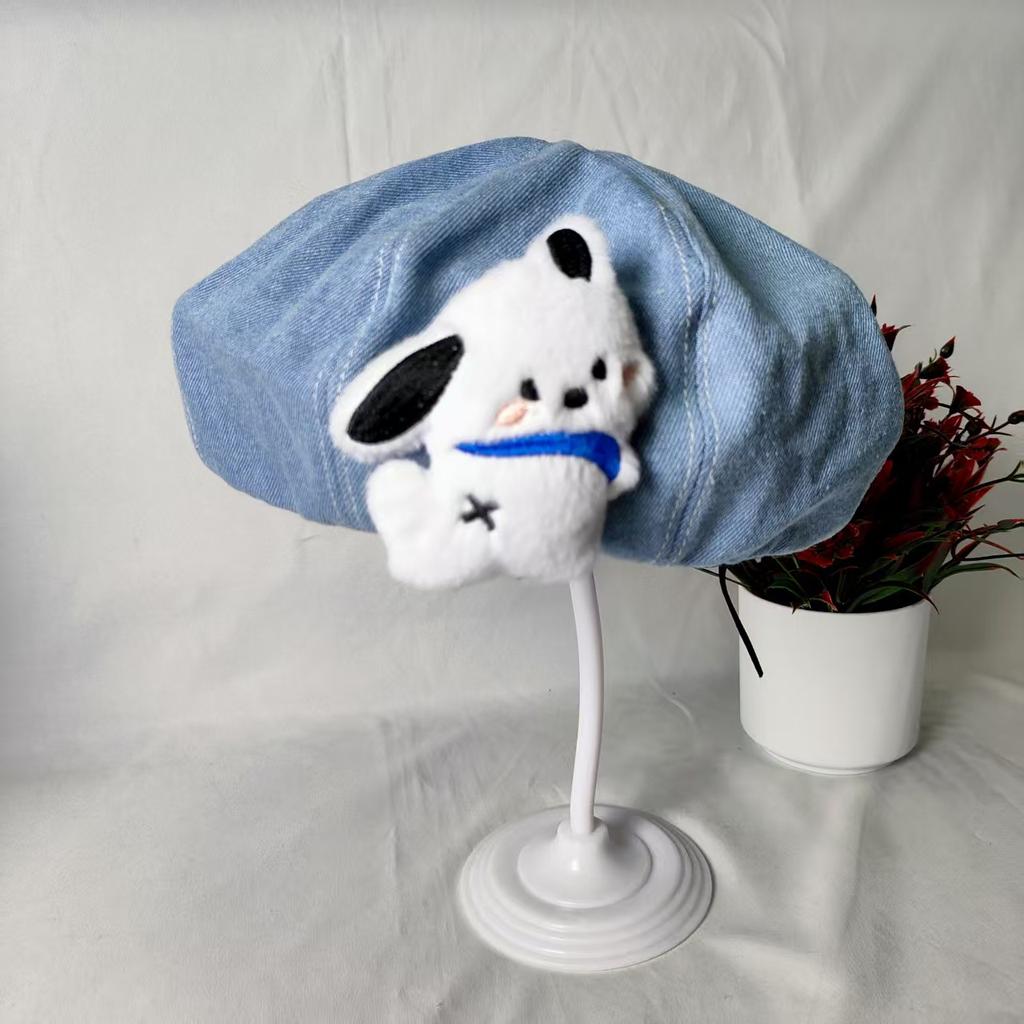 Hat female new denim beret summer versatile fashion puppy painter cloud hat showing face small spring and autumn