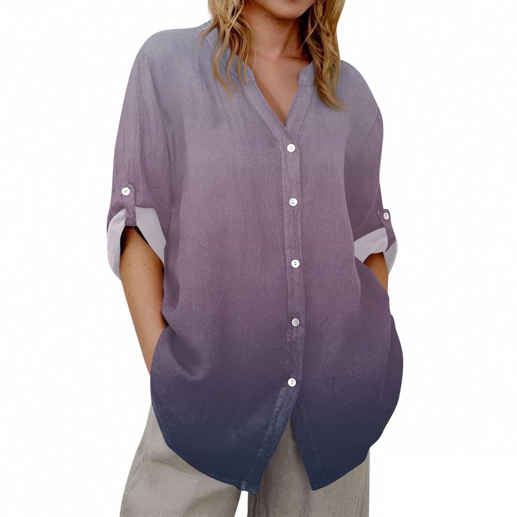 Women's V-neck 3/4 Sleeve Printed Cardigan