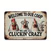 Vintage Iron Wall Art Farmhouse Sign Funny Chicken Decor Metal Tin Painting Rustic Home 12x8 Inch