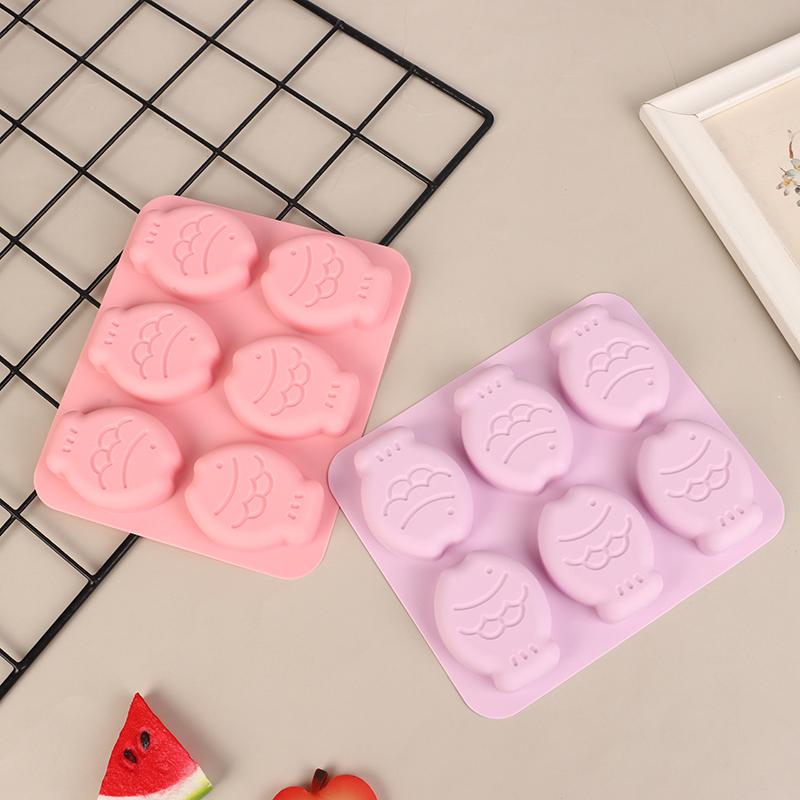 6 Holes Cartoon Small Fish Silicone Cake Mold Handmade Soap Mold Diy Chocolate Pudding Jelly Fondant Baking Cake Decorating Tool
