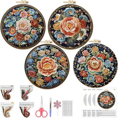 1pc Flower Pattern DIY Embroidery Kit for Beginners