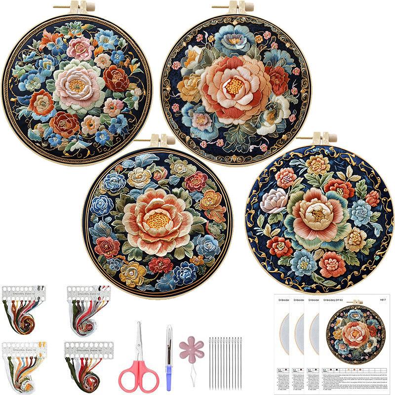 1pc Flower Pattern DIY Embroidery Kit for Beginners