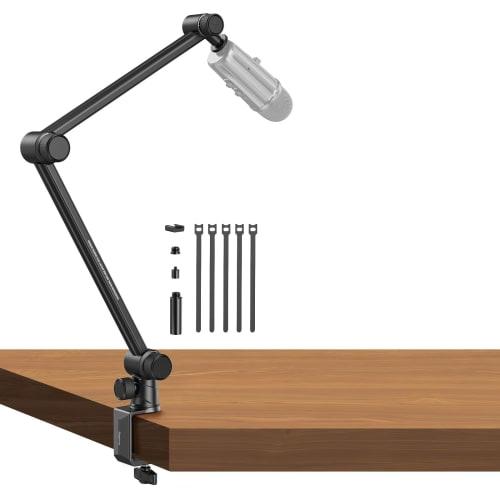 SMALLRIG Microphone Boom Arm, 360 Rotating Microphone Stand with Hydraulic Damping Joint, Desk Mount Clamp, and Screw Adapter for Podcasting, Streami