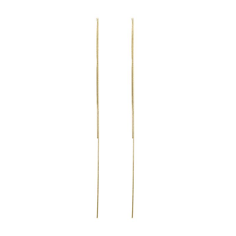 Minimalist 925 Silver Needle Extra Long Chain Tassel Earrings
