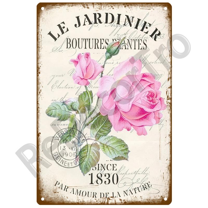 Lavender Metal Sign Plaque Vintage Flowers Tin Sign Wall Decoration For Room Art Garden Kitchen Home Living Room Iron Painting
