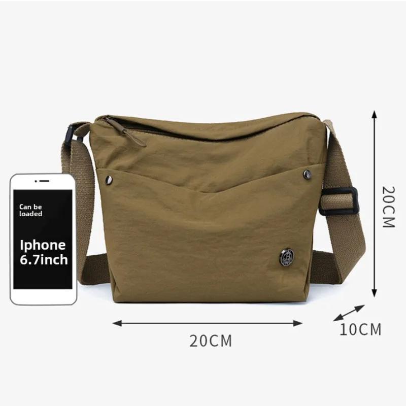 Ladies Fashion Nylon Messenger Bag-Spacious And Light, Versatile Solid Color, Zipper Opening And Closing, Suitable For Daily Use