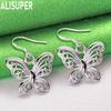 Exquisite 925 Sterling Silver Openwork Butterfly Earrings - Stylish Evening Jewelry