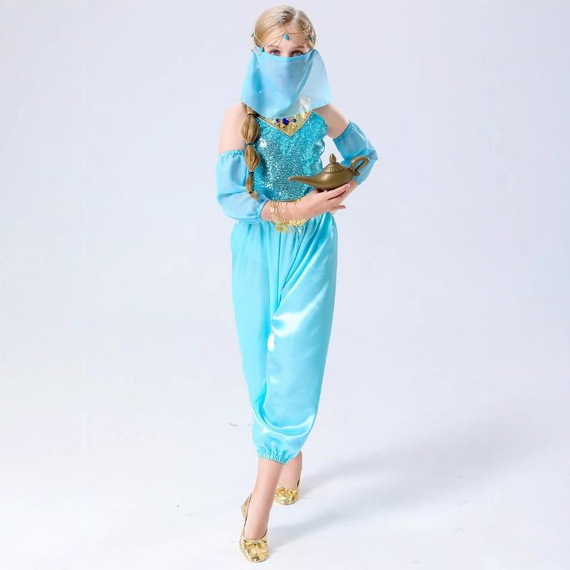 New Halloween Children Princess Jasmine Search Banner Magic Lamp Performance Clothes Full Dance Clothes