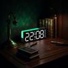 LED Digital Alarm Clock Atmosphere Light Date Teperature Week Display DST Snooze Table Clock 12/24H Brightness Adjustment