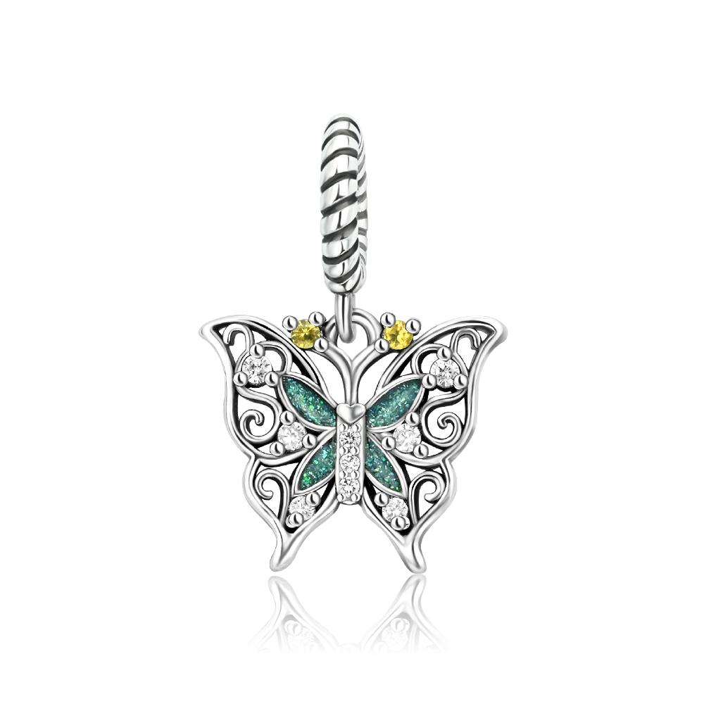 Grüne Farbe Charms Fit Armbänder 925 Silber Avocado Klee Perle Kaktus Chamäleon Zirkon DIY Schmuck Charme