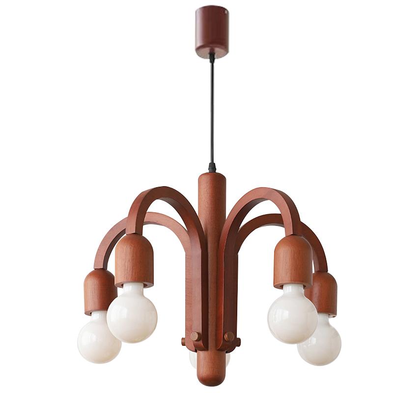 Nordic Retro Wooden Personalized Chandelier red wood pendant lamp for Nursery Childroom Bedroom Living Room Lighting Home Decor