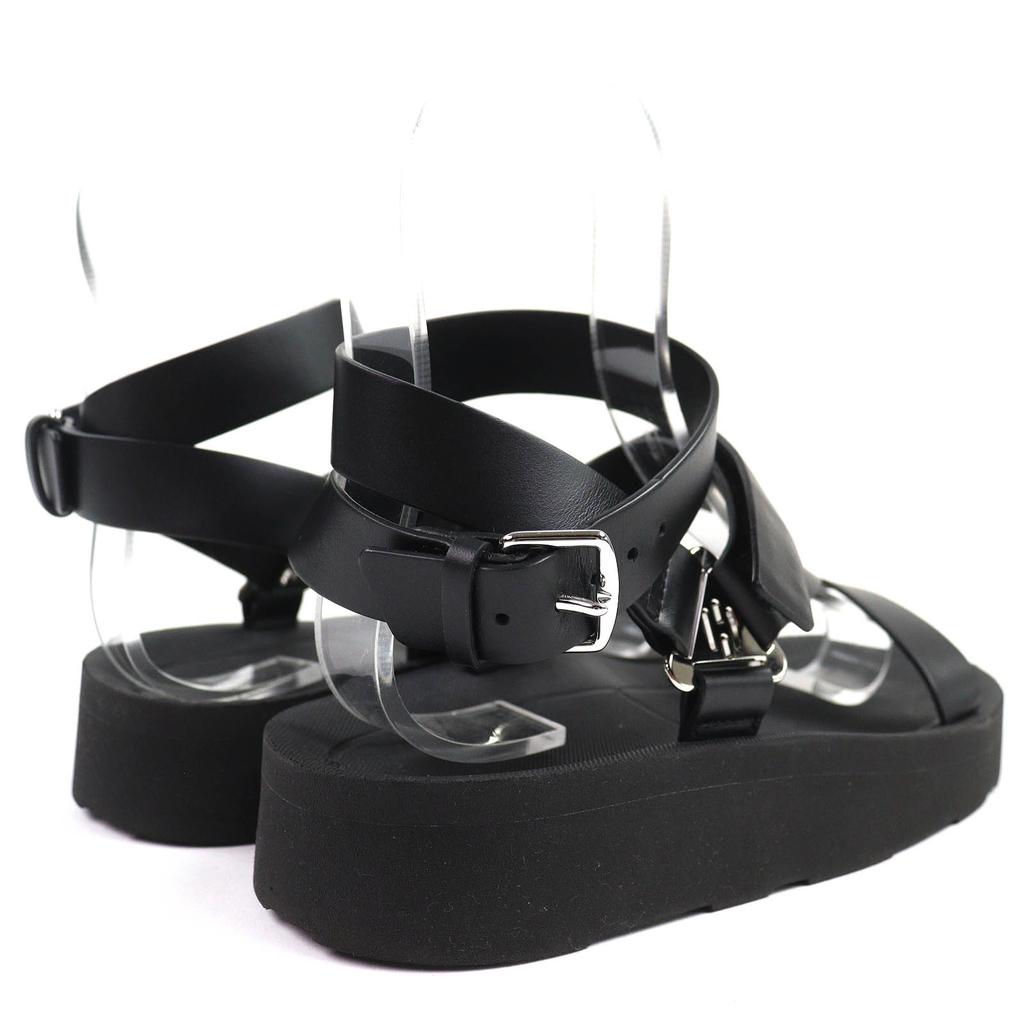 HERMES Sandals Galaxy H Diama Leather Strap black Women 37.5 231162Z Used