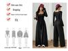 Tuta da donna 2026 con scollo quadrato e gamba larga: Vita Alta, Manica Lunga, Stile Europeo & Americano, Design Casual con Cintura in Vita