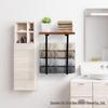 Wall-Mounted Wooden and Metal Towel Rack for Bathroom Use