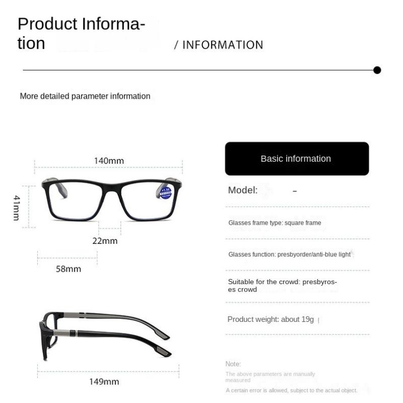 3PCS Anti Blue Light Reading Glasses TR90 Frame Sports Eyewear for Men Women Presbyopia +100 To +400 Black Red