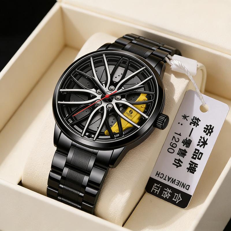 Straight Hair Men'S High-End Wheel Watches Trend Fashion Locomotive Watches Non-Mechanical Watches Student Trend Watches