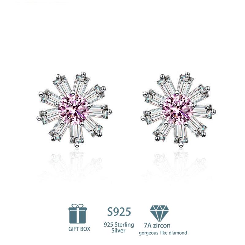 Tancise Klassische 925 Sterling Silber Rosa Gelb 7A Zirkon Ohrringe Tropfenohrringe für Frauen Hochzeit Party Geschenke