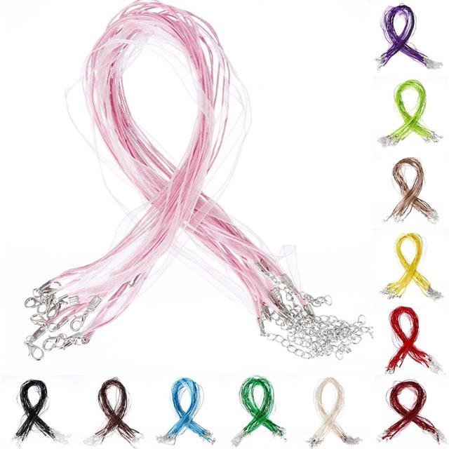 Новые регулируемые ювелирные изделия ручной работы, 10 шт., атласный шнур, веревка для ожерелья, лента из органзы + нанесение воска, аксессуары для подвесок «сделай сам»