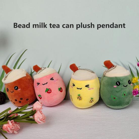 Cute Milk Tea Cup Plush Pendant Cartoon Bubble Tea Stuffed Doll Hanging Ornament Super Soft PP Cotton Fully Plushies Keyring