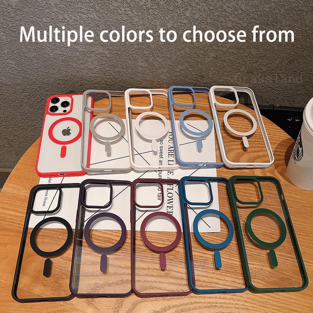 Luxury For Magsafe Transparent Case For iPhone 16 15 14 13 12 11 Pro XS XR Max Mini Plus Magnetic Wireless Charge Cases Cover