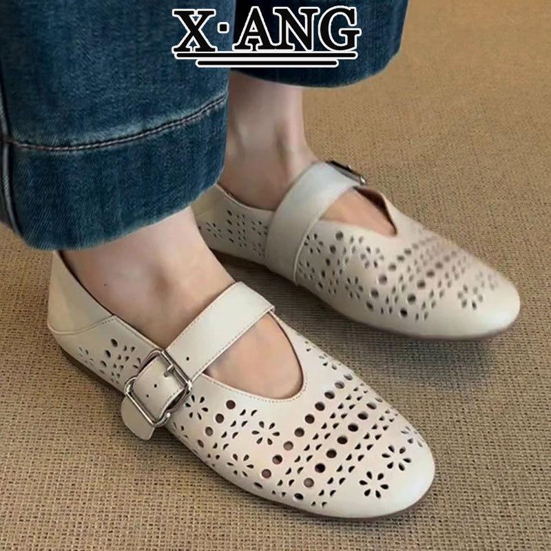 

Кожаные туфли Мэри Джейн на мягкой подошве - это не уставшая женская обувь, одинарные туфли на плоской подошве, туфли с отверстиями для воздухопроницаемости 40