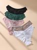 5PCS Women Floral Lace Panties Sexy Perspective Underwear Low Waist Solid Underpants Breathable Intimates Female Lingerie M-XL