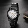 Automatic Mechanical Skeleton Luminous Analog Antique Stainless Steel Suitable for Black Perfect Gift for Day Men's Watch Display, Style, Waterproof,