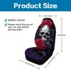 2pcs Gothic Skull & Rose Car Seat Covers - Dark Purple & Gothic Design With Red Roses, Soft Washable Polyester, Fit For Cars, Tr