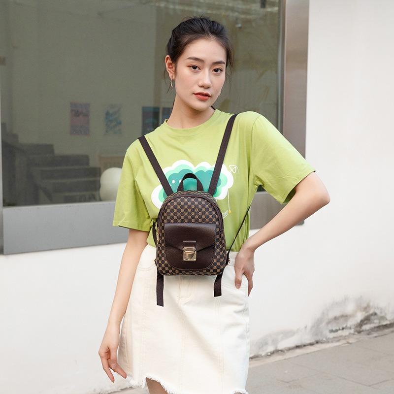 Mini Printed Lock Backpack Retro Trend One Mobile Phone Change Women's Bag