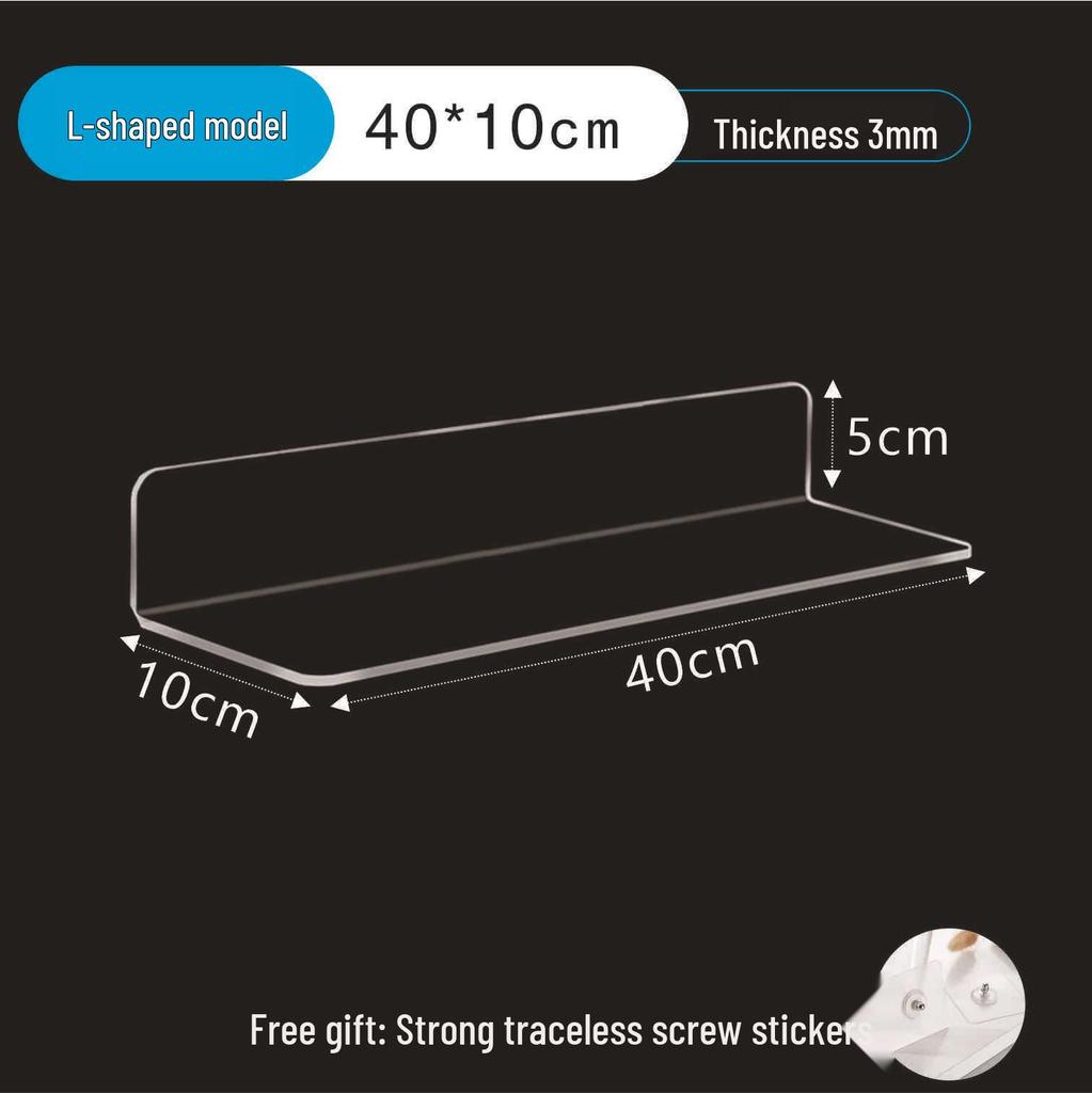 Acrylic L-Shaped U-Shaped No-Drill Wall Storage Rack for Bathroom, Shower, Kitchen Display