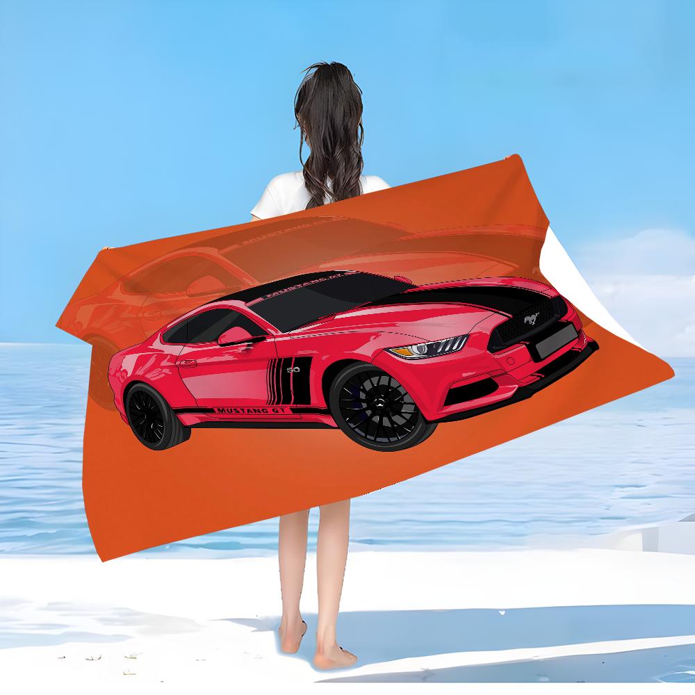 

Mustang car logo Beach Towels Shower Towel Sauna Travel Spa Microfiber Quick Dry Gym Accessories Cute Room Decor W30*H60(CM)