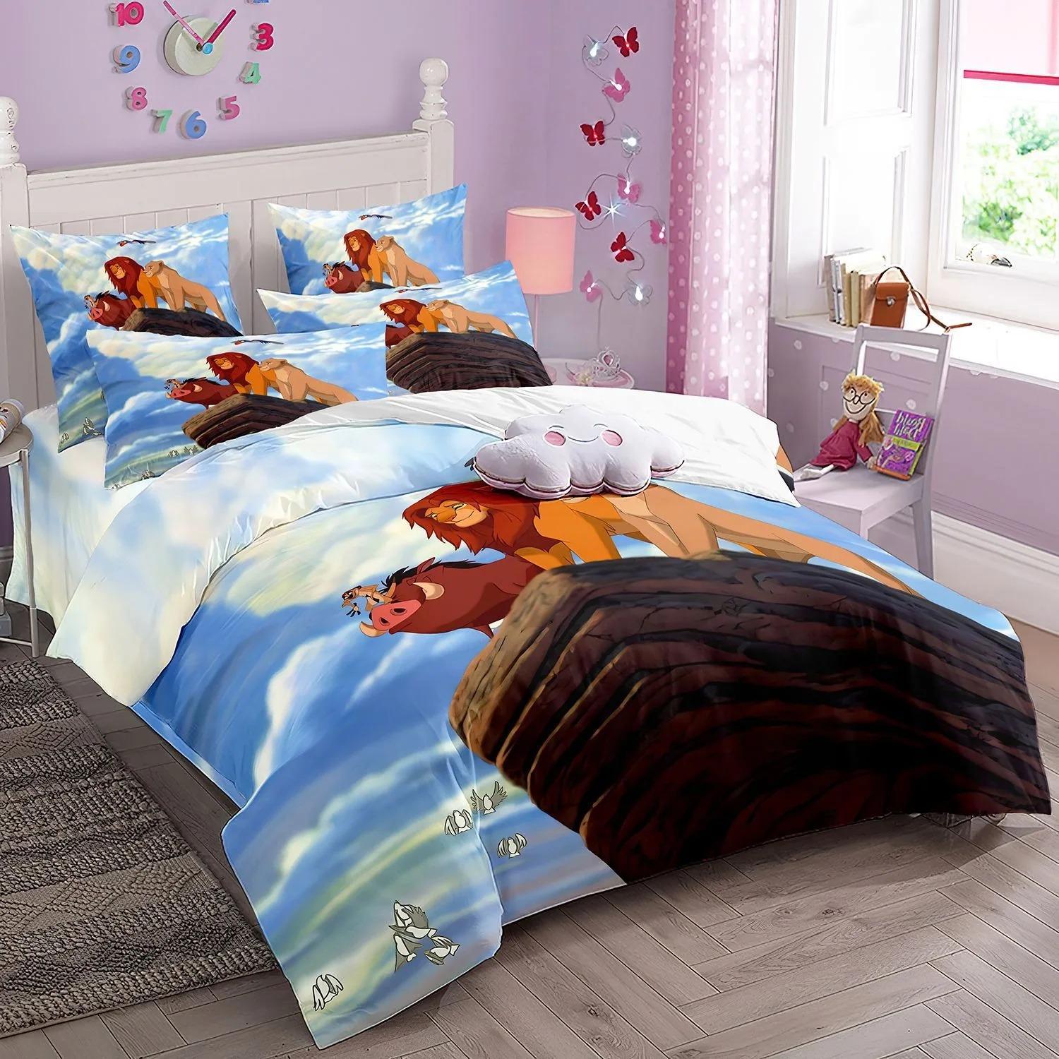 

Lion Simba Duvet Cover Animation for children,The Lion King Bedding Set,Teen Boy Single Twin Size Bed Sets Bedspreads Gif 135x200cm