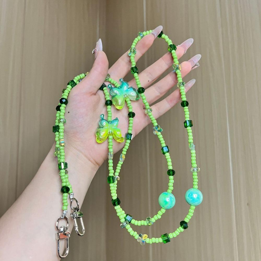 Anti Loss Mobile Phone Bead Chain Colorful Butterfly Mobile Phone Lanyard  Mobile Phone
