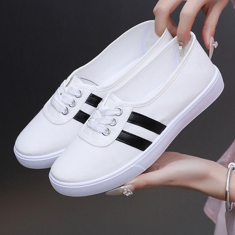 Large Size Canvas Shoes Women Spring and Summer Cloth Shoes Student Leisure Sports White Shoes Women